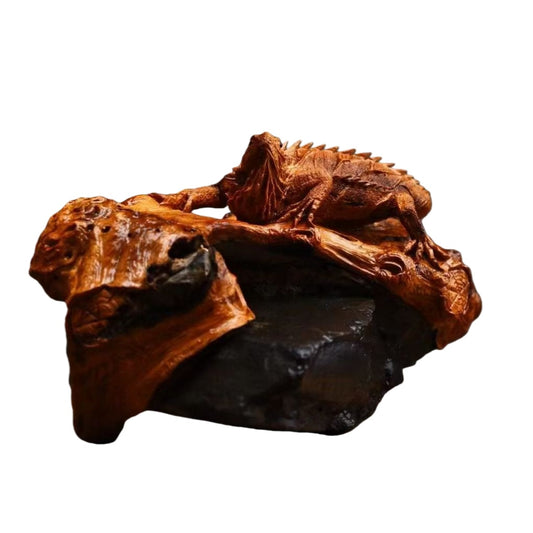 蜥蜴 木雕 摆件 天然木 手雕