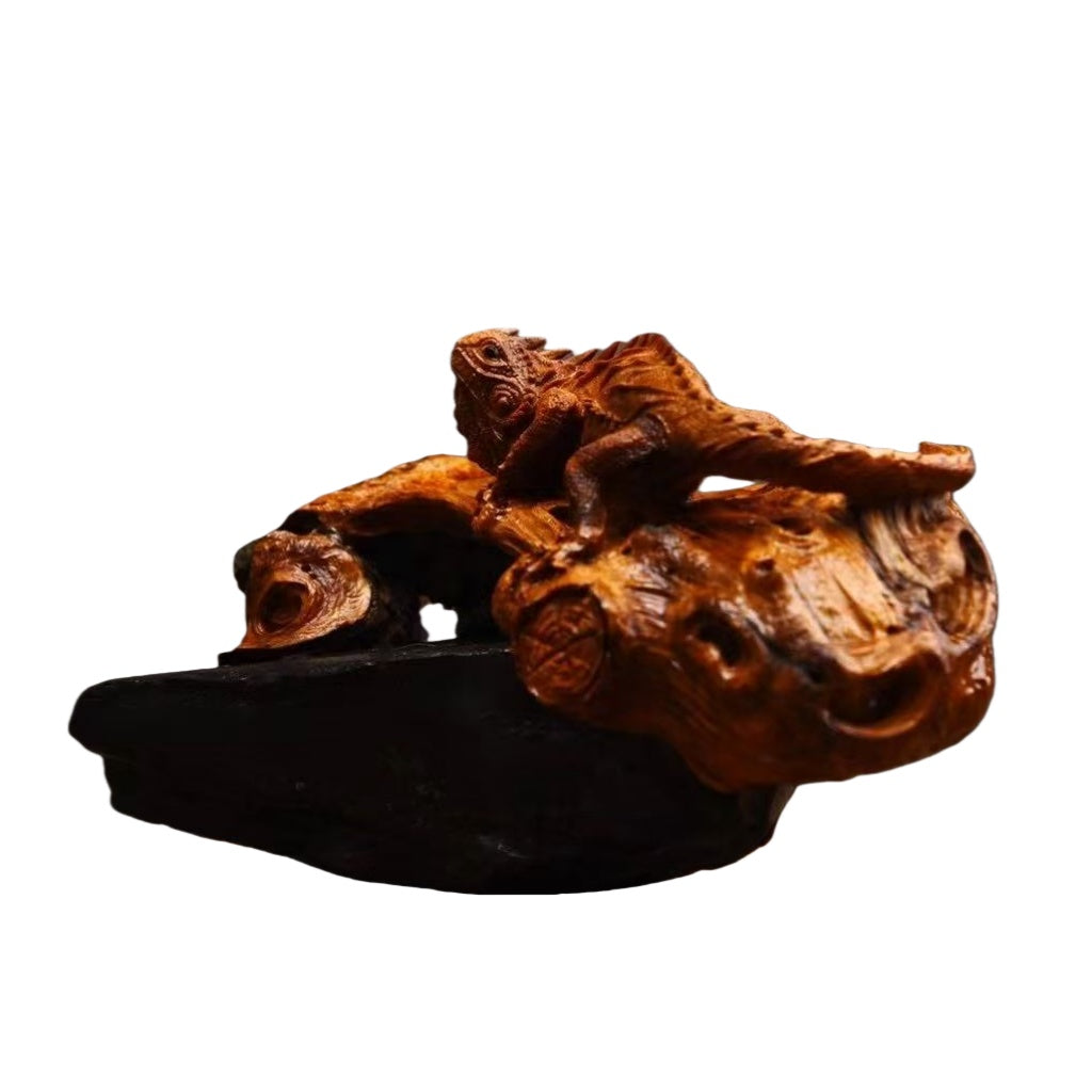 蜥蜴 木雕 摆件 天然木 手雕