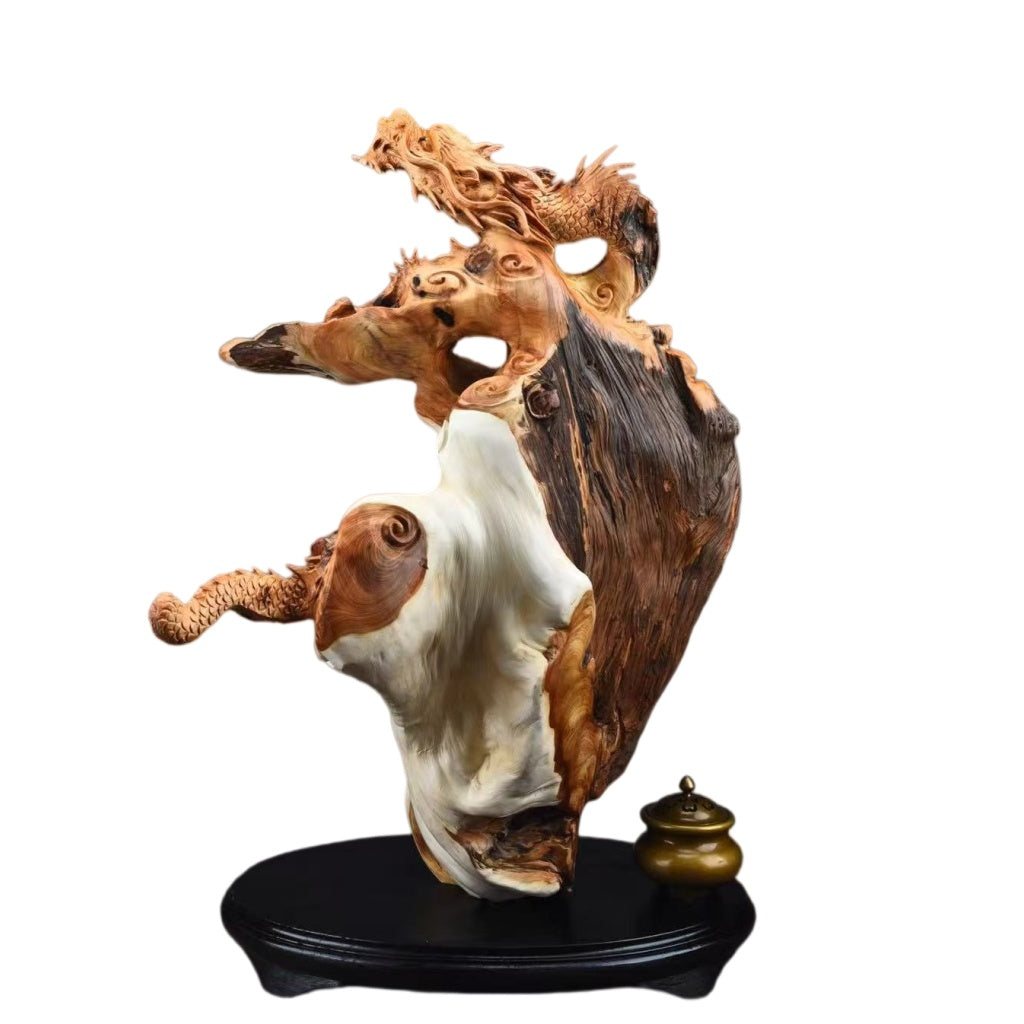 龍 木彫り 置物 天然木 手彫り 迫力 縁起物