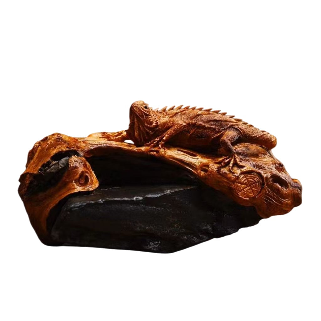 蜥蜴 木雕 摆件 天然木 手雕