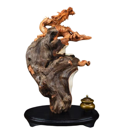 龍 木彫り 置物 天然木 手彫り 迫力 縁起物