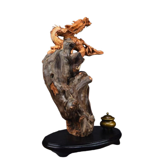 龍 木彫り 置物 天然木 手彫り 迫力 縁起物